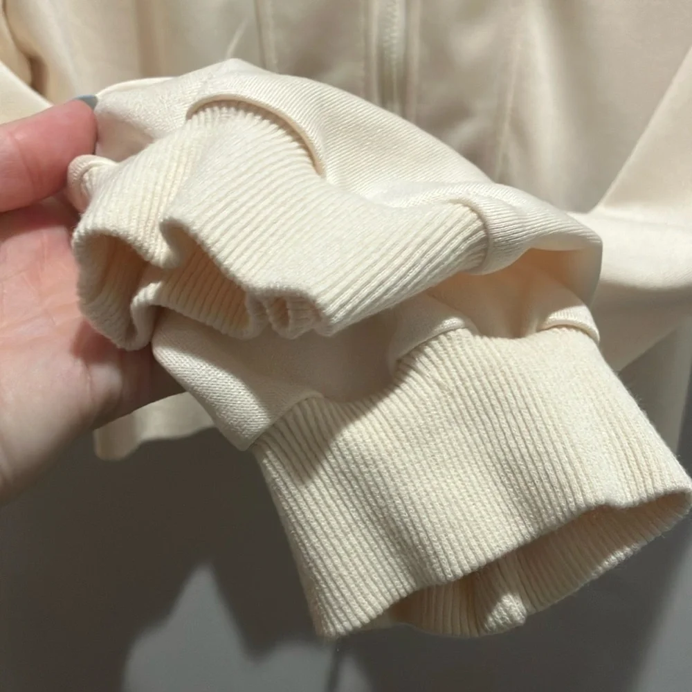 Cream Cropped Hoodie - Picture 4 of 5